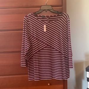 Talbots Wine Color Striped Top